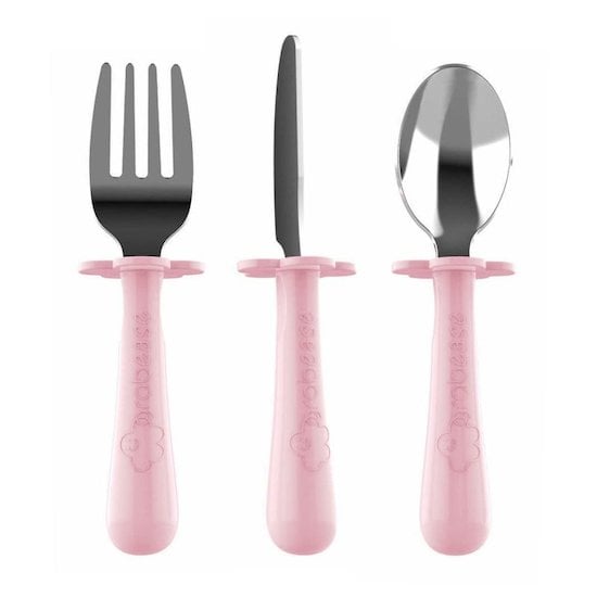 Grabease 3 couverts en inox pour enfants Rose Clair 6 mois +