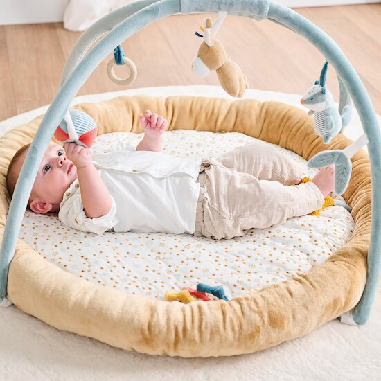 Nattou Tapis pouf d'éveil avec arches Felix et Leo Multicolore  Nattou Tapis pouf d'éveil avec arches Felix et Leo Multicolore