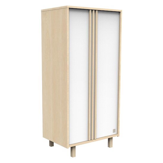 Sauthon Armoire 2 portes Nature Chêne Velours - Blanc  Sauthon Armoire 2 portes Nature Chêne Velours - Blanc