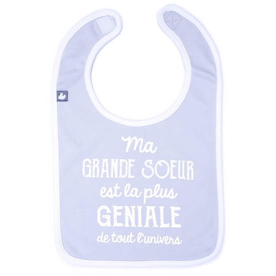 BB&Co Bavoir "Ma grande sœur est la plus géniale..." Gris Clair /Blanc 0-18 mois