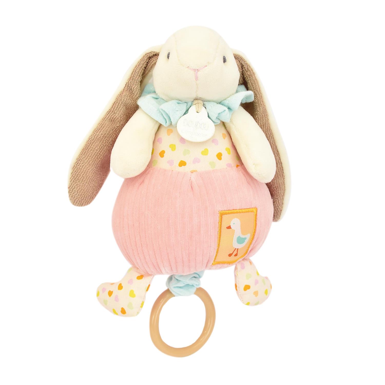 Doudou & Compagnie - Peluche musicale lapin ciboulette ROSE Doudou & Compagnie
