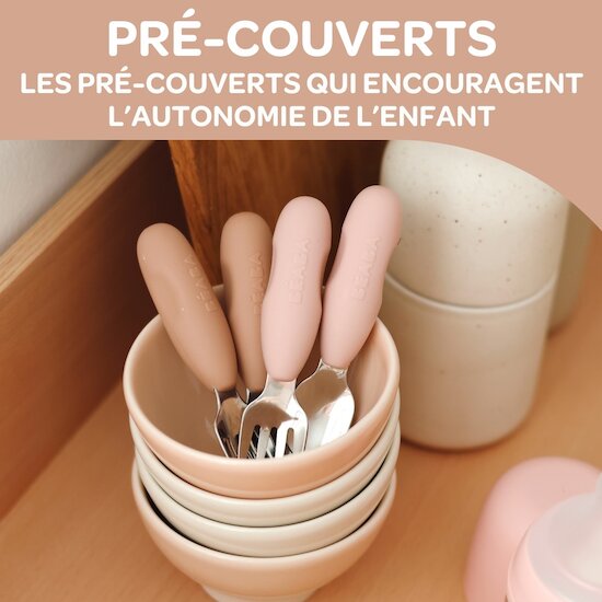 Béaba Lot de 2 Pré-Couverts Inox Barbe A Papa  Béaba Lot de 2 Pré-Couverts Inox Barbe A Papa