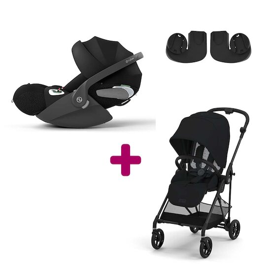 Cybex Pack Poussette Duo Melio 4 Magic Black + adaptateurs + Coque Cloud T i-Size Sepia Black  