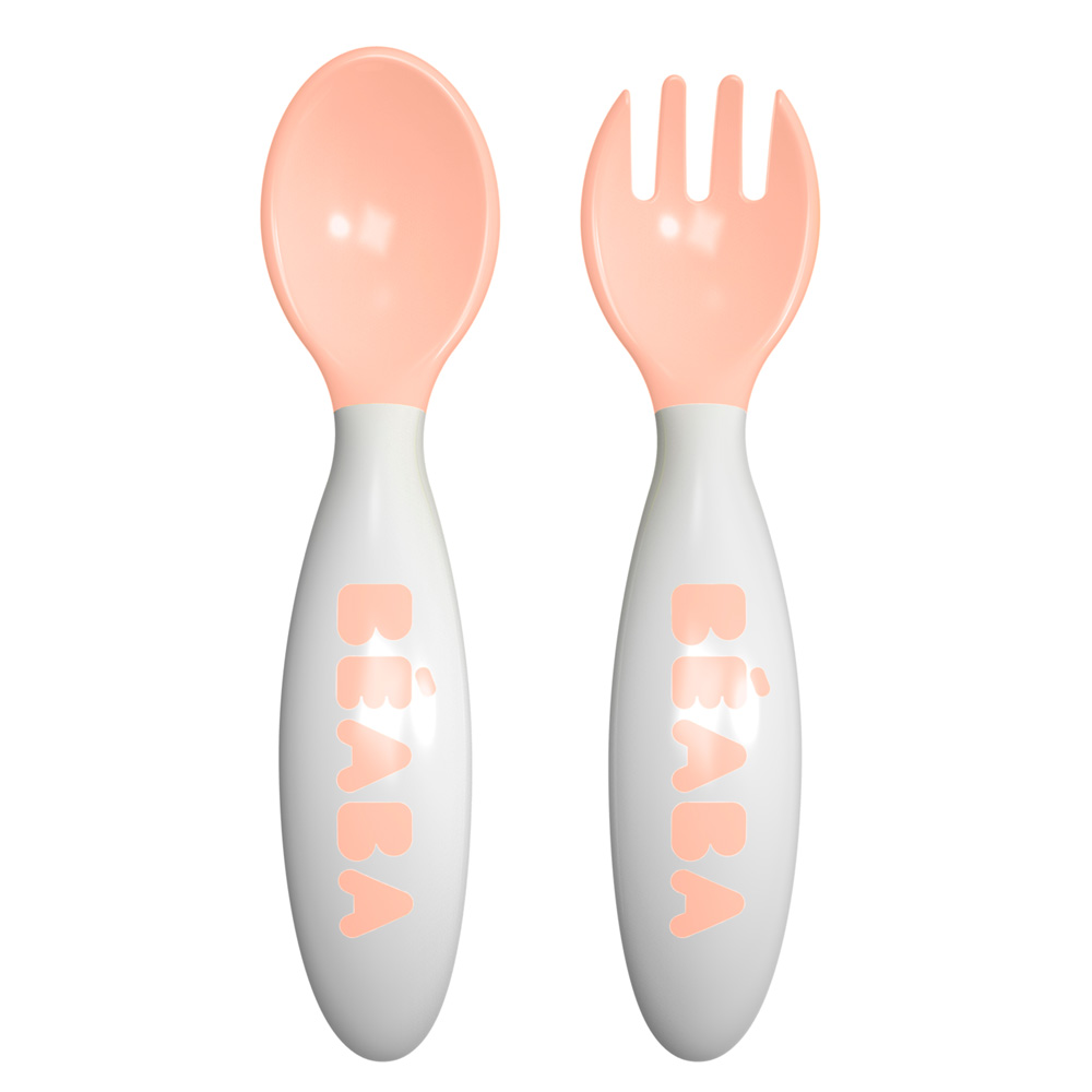 Beaba - 2 couverts ergo 2ème âge ROSE Béaba