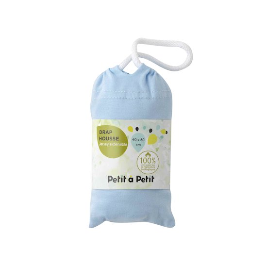 Drap housse jersey bio BLEU Petit à petit