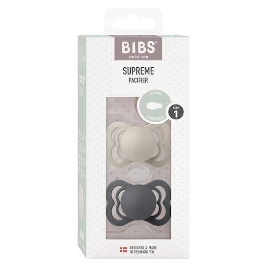 BIBS Tétines Supreme 2 Pack Silicone Sand/Iron 