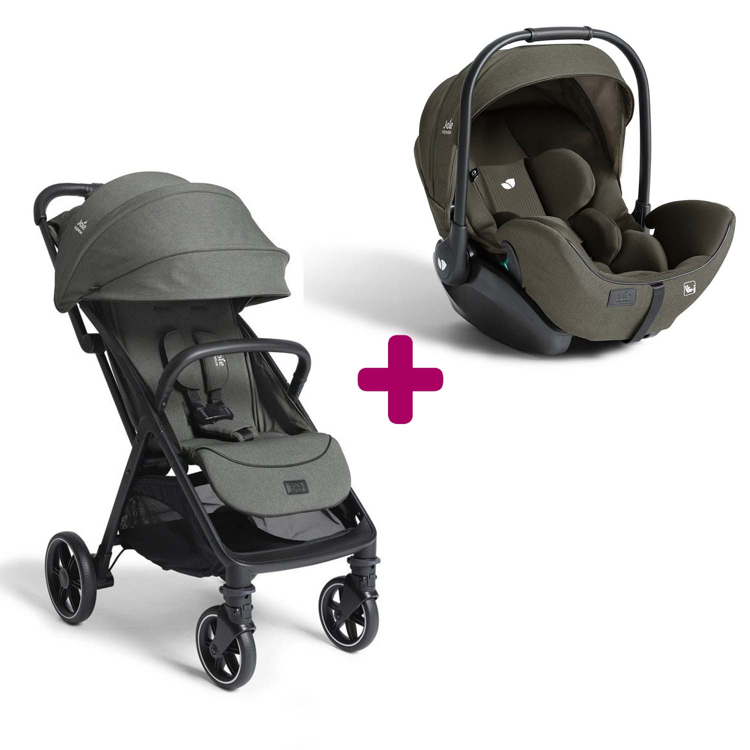 Pack Poussette duo Parcel LX Evergreen + coque I-Level Pro Evergreen Joie