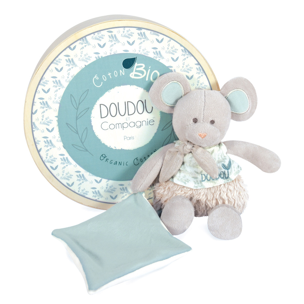 Doudou & Compagnie - Pantin souris avec doudou Botanic VERT Doudou & Compagnie