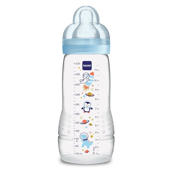 MAM Biberon Easy Active décoré 2ème âge Bleu 330 ml