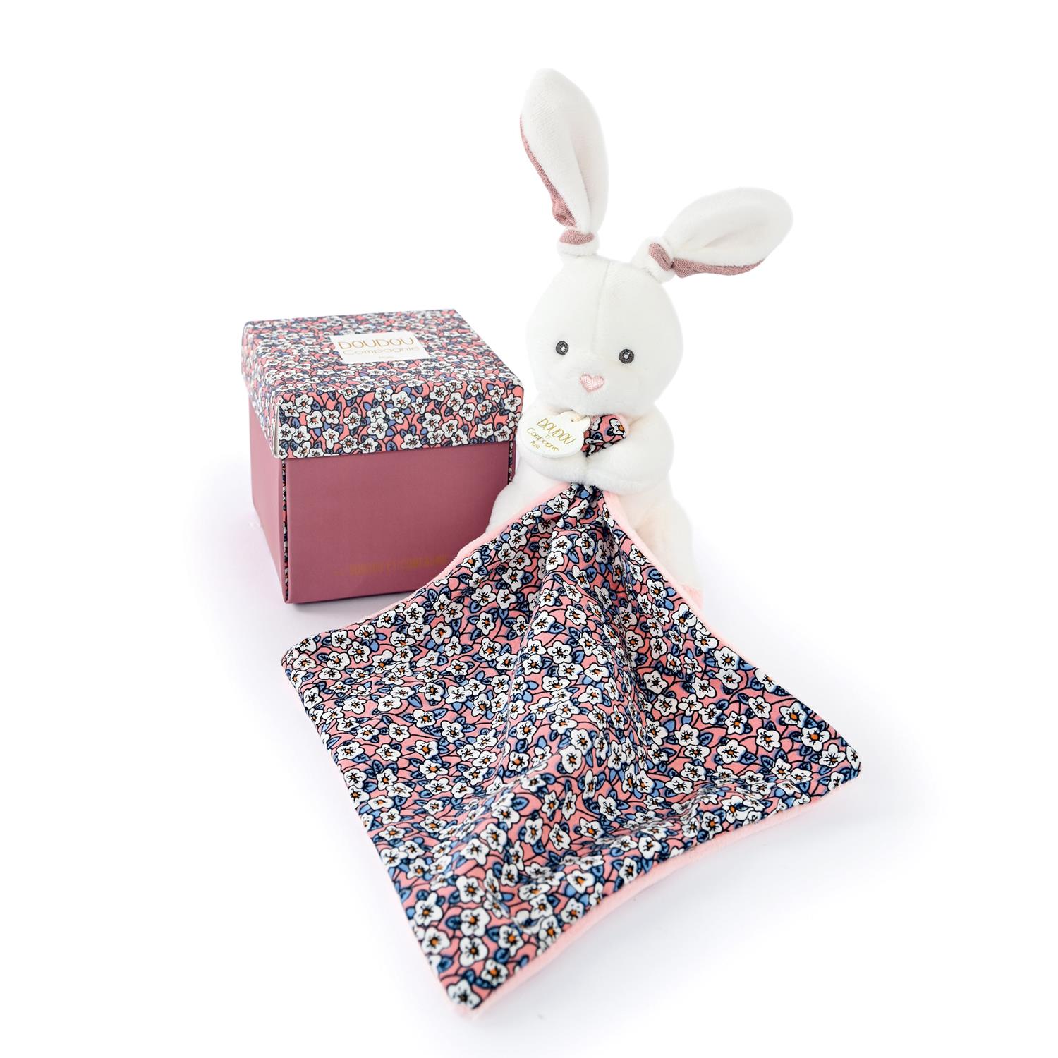 Doudou & Compagnie - Doudou avec mouchoir Boh'aime BLANC Doudou & Compagnie