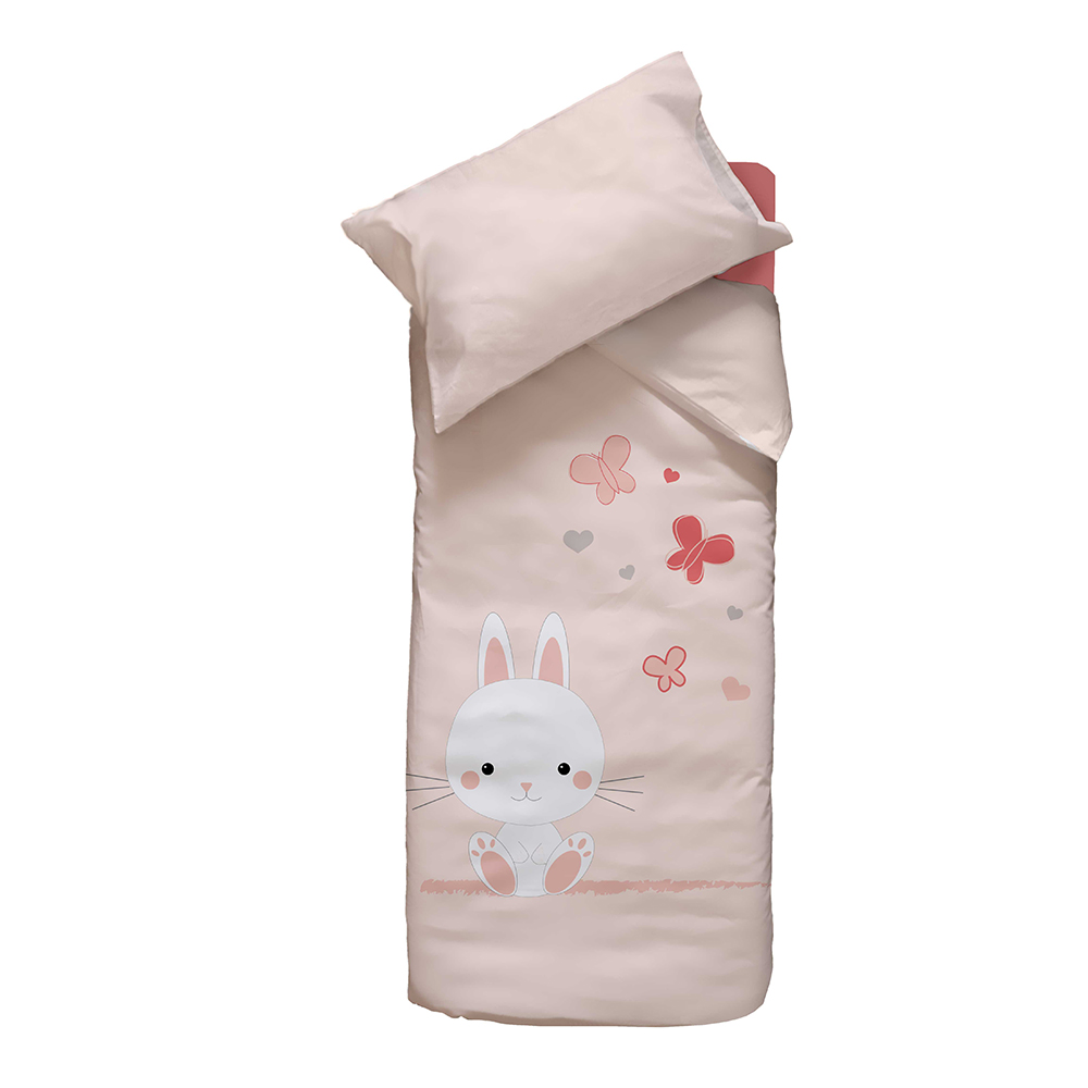 Housse de couette + taie d'oreiller Lapinou ROSE Domiva