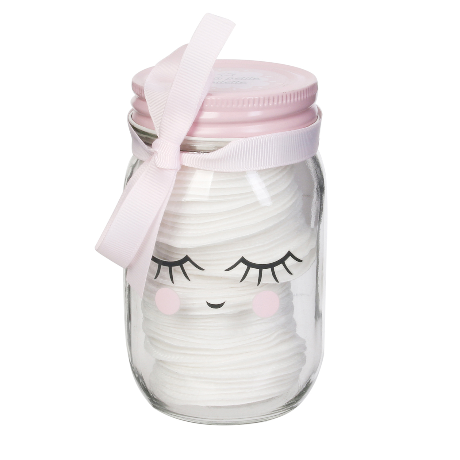 Mason Jar Coton Disque Coton ROSE Hello Kids