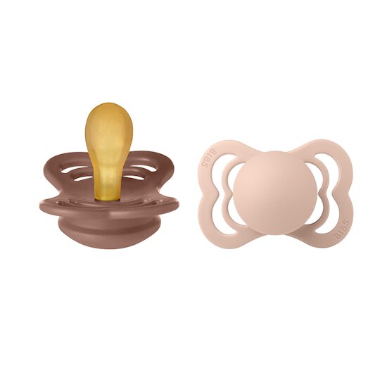 BIBS Tétines Supreme 2 Pack Caoutchouc naturel Woodchuck/Blush 6-18 mois