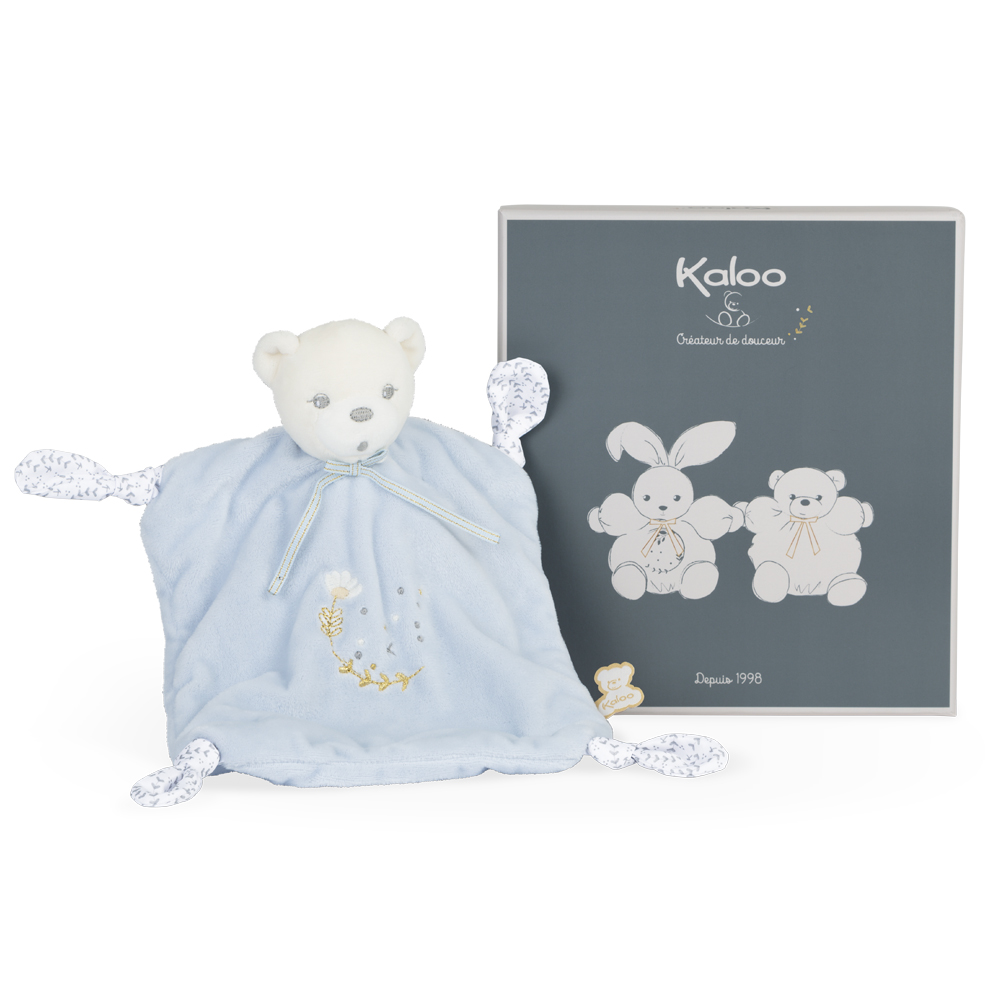 Kaloo - Doudou Ourson 4 nœuds Perle BLEU Kaloo