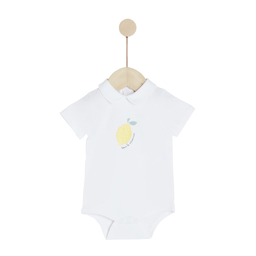 Marèse - Body manches courtes Sous le citronnier BLANC Marèse