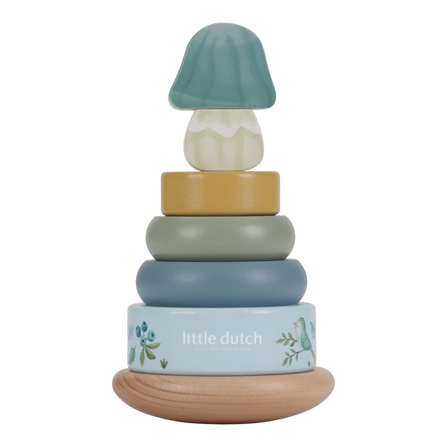 Tour d'anneaux à empiler en bois FSC MULTICOLORE Little Dutch