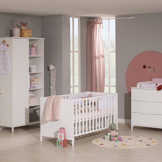 Transland Chambre bébé complète Hélory : lit 70x140, commode à langer, armoire 1 porte  
