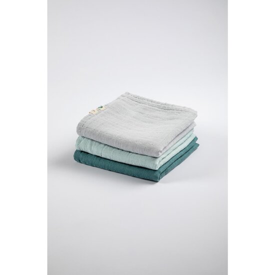 Kadolis Langes Coton Bio unis (set de 3) Eucalyptus 70x70 cm