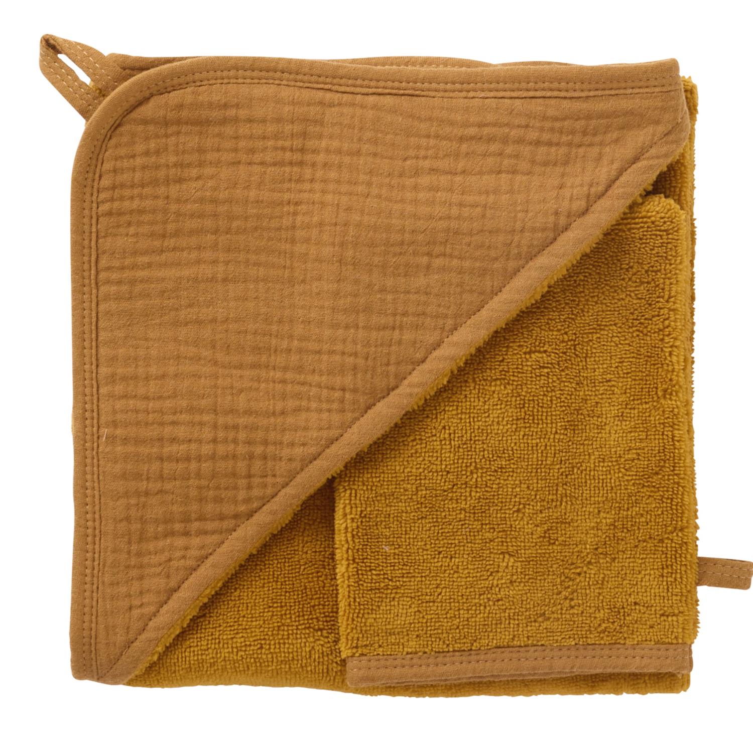 Cape de bain + gant Mix & Match MARRON BB&Co