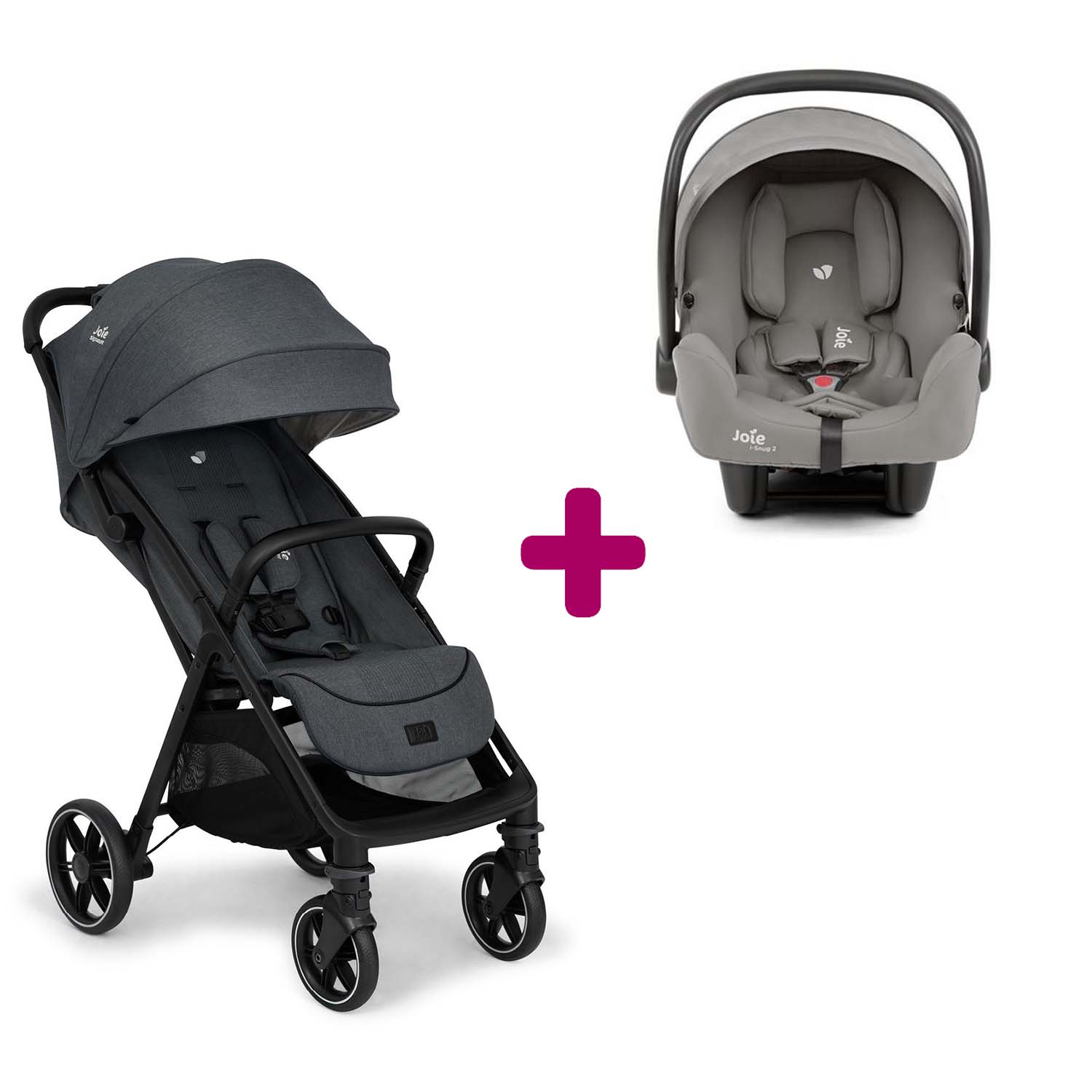 Pack Poussette duo Parcel Lx Ebony + coque I-Snug 2 Pebble Joie