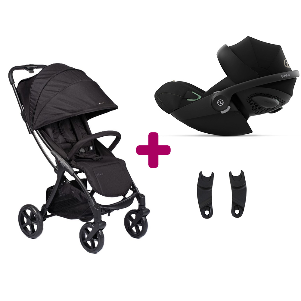 Pack Poussette duo M.2 X onyx + adaptateurs + coque Cloud G i-size Moon Black Mast swiss design