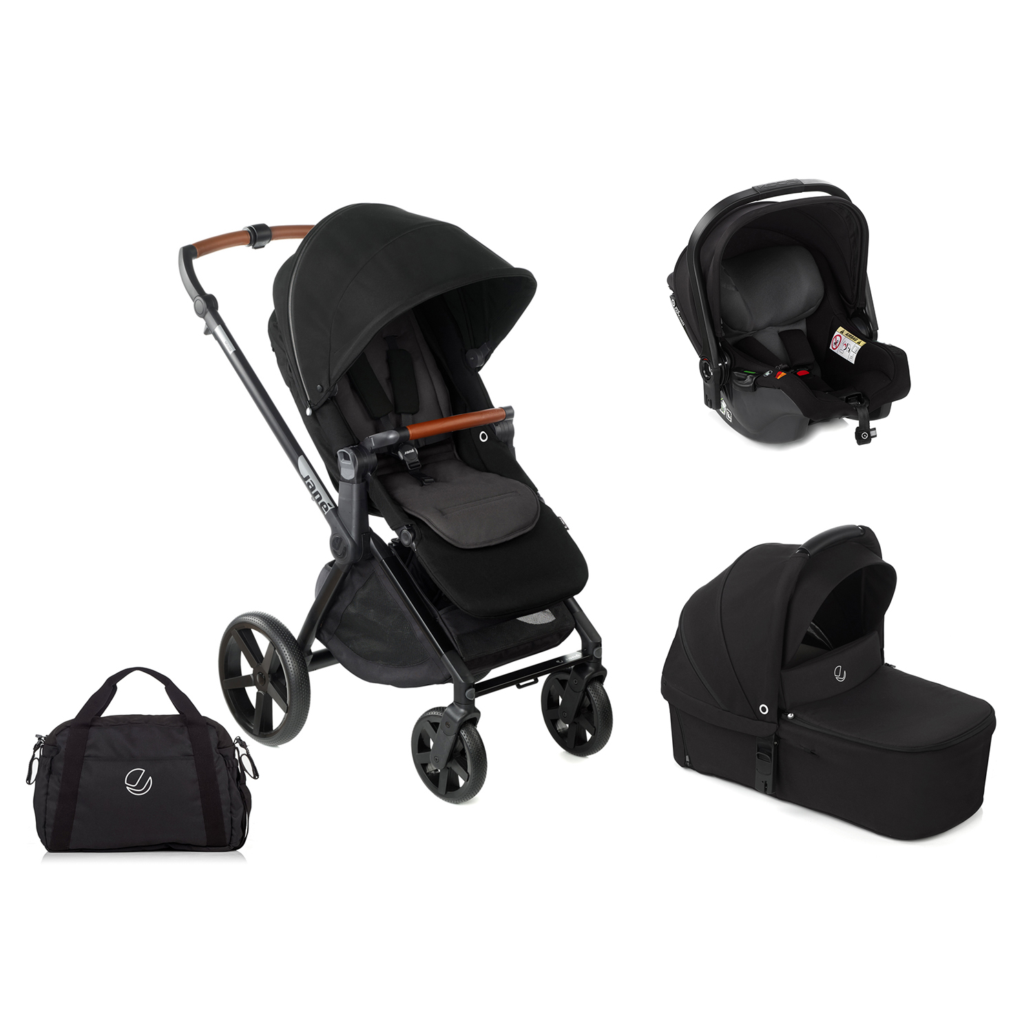 Poussette Muum 4 + nacelle promenade Sweet + coque IKoos NOIR Jané