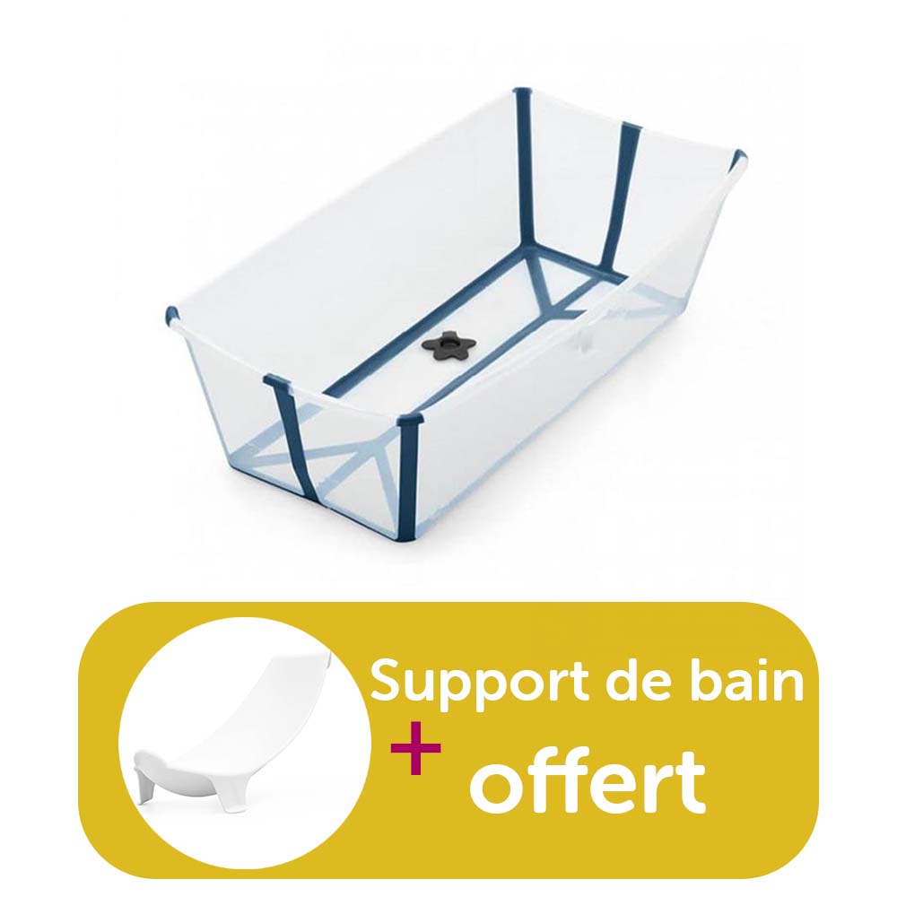 Stokke - Baignoire Flexi Bath X-Large Transparent Bleu achetée = support de bain offert  Stokke