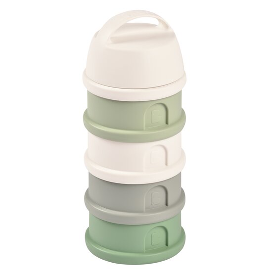 Béaba Boîte doseuse pour lait en poudre 4 compartiments Cotton white/Sage green  Béaba Boîte doseuse pour lait en poudre 4 compartiments Cotton white/Sage green