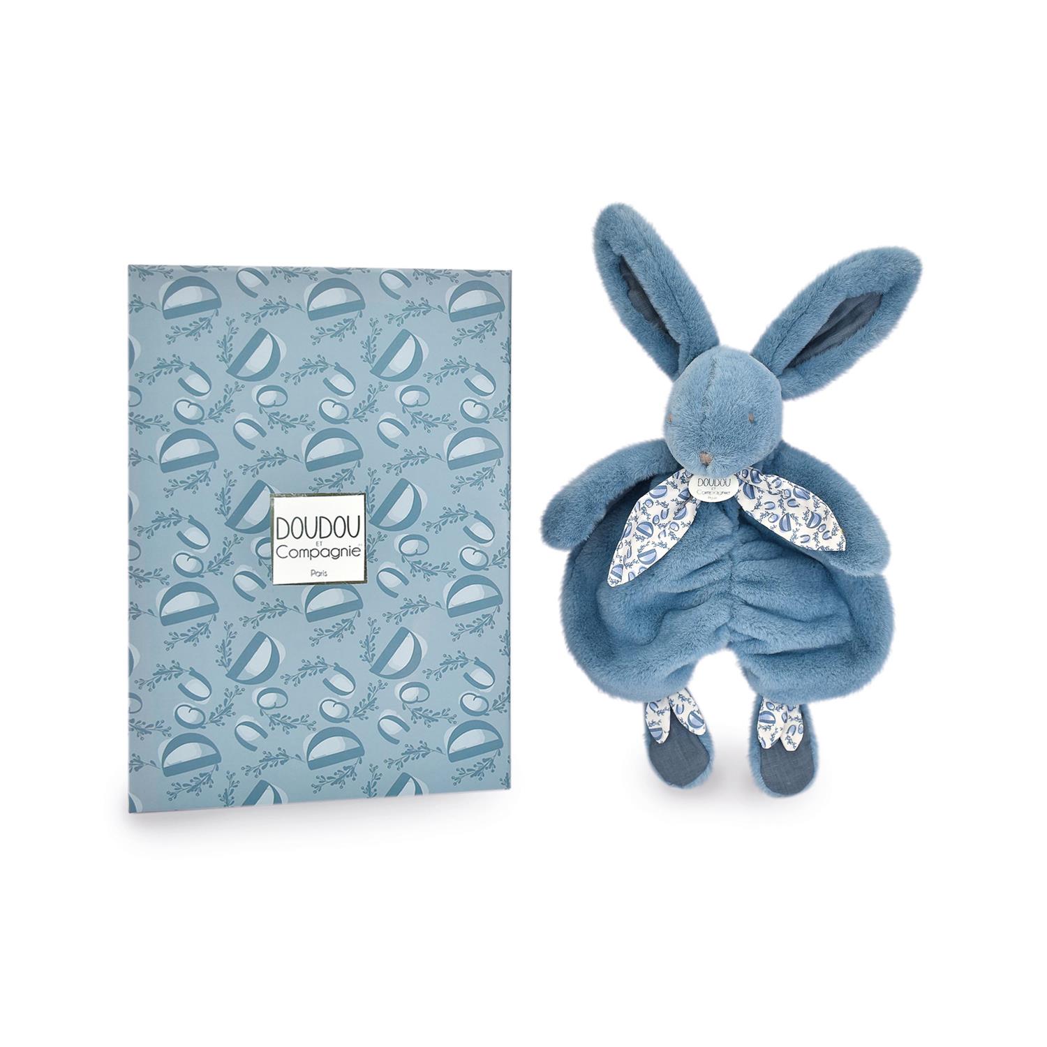 Doudou & Compagnie - Doudou plat lapin BLEU Doudou & Compagnie