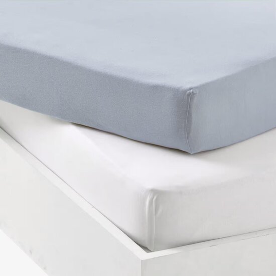 Mon P'tit Dodo Lot 1 Alèse Pu + 1 Drap Housse Blanc/Light Blue  Mon P'tit Dodo Lot 1 Alèse Pu + 1 Drap Housse Blanc/Light Blue