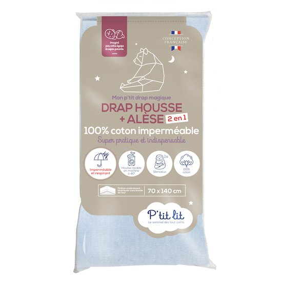 P'tit lit Drap housse magique 2 en 1 Gris 70x140 cm