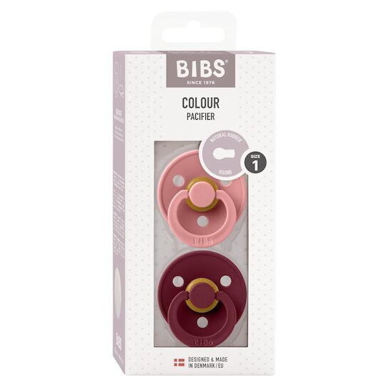 BIBS Tétines Colour 2 Pack Caoutchouc naturel Dusty Pink/Elderberry 