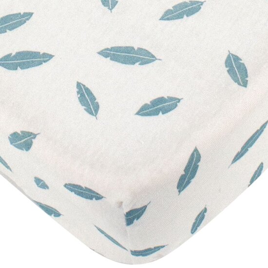 BabyCalin Lot de 2 draps housse Bleu Et Plume 