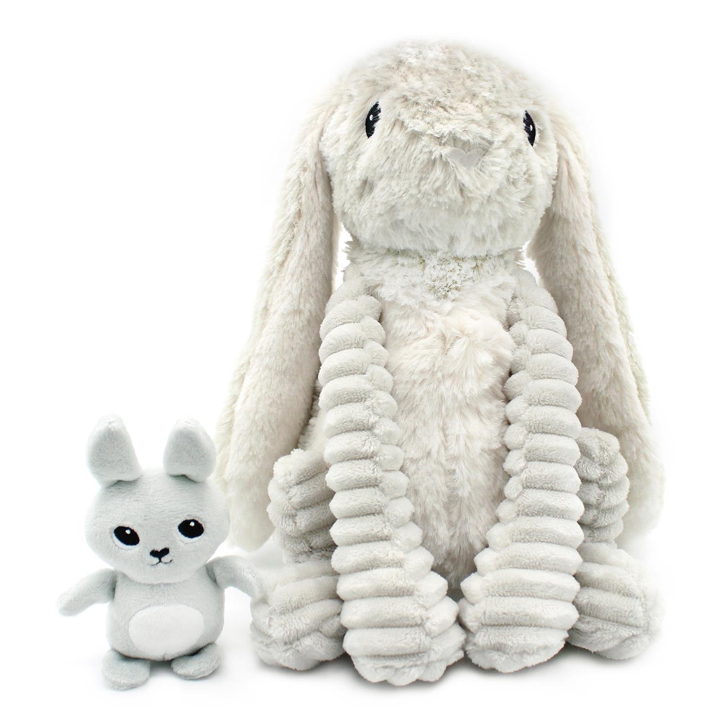Peluche Ptipotos Lapin Maman/Bebe GRIS Les Déglingos