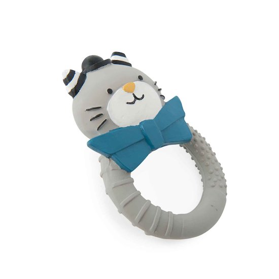 Moulin Roty Anneau caoutchouc naturel Chat Les Moustaches Gris  Moulin Roty Anneau caoutchouc naturel Chat Les Moustaches Gris