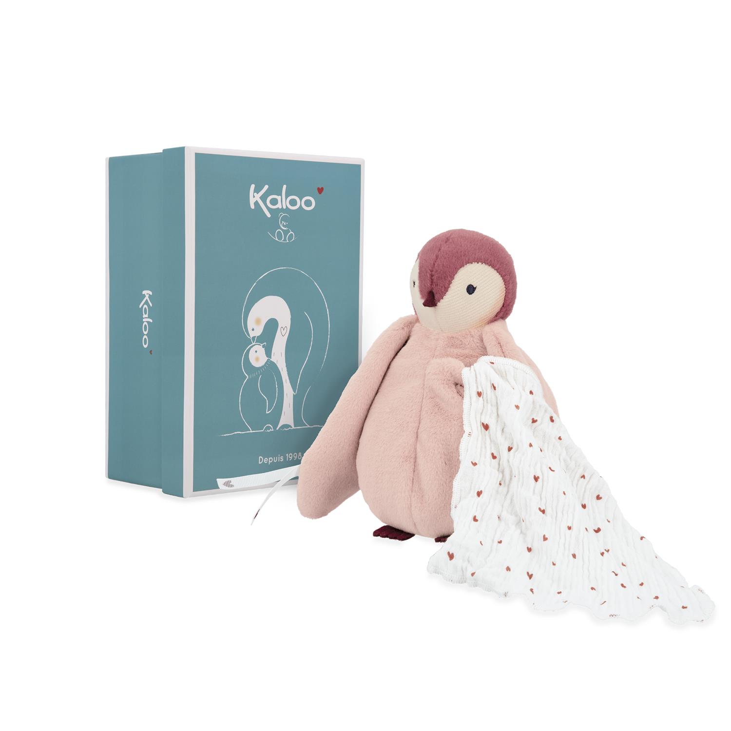Kaloo - Peluche à bisous manchot ROSE Kaloo