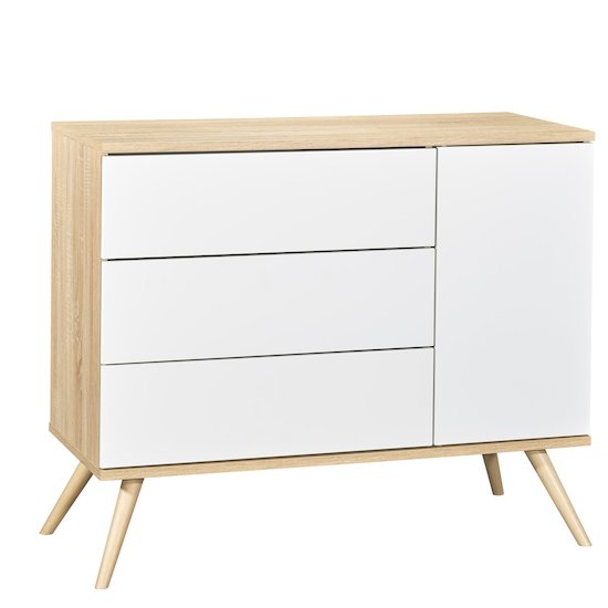 Sauthon Commode porte + 3 tiroirs Seventies Blanc 