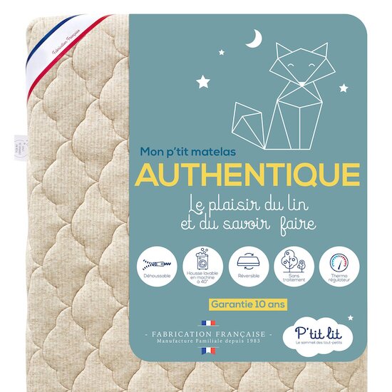 P'tit lit Matelas Mon P'tit Matelas Authentique déhoussable - Ecru 