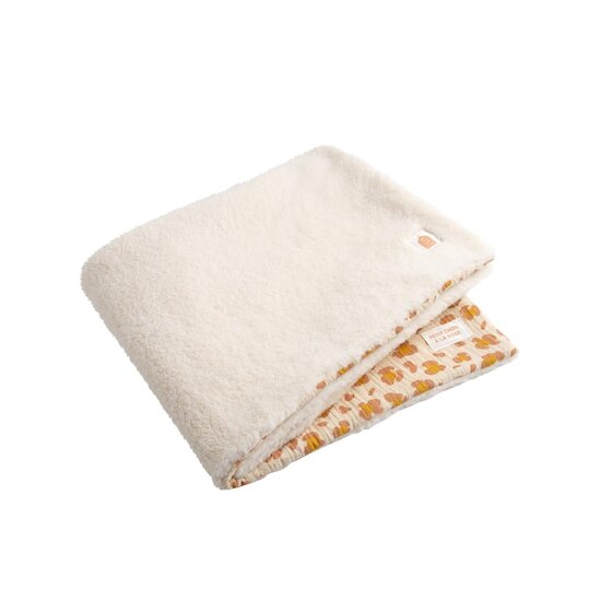 Sauthon Couverture Motif Léopard Petit Chou Ecru/Caramel/Vieux Rose 