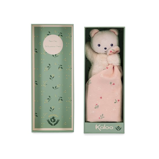 Kaloo Doudou ours Carré Douceur  Rose 18 cm