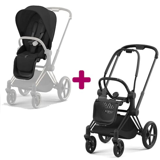 Cybex Pack Chassis Priam matt black & Siège Sepia Black  