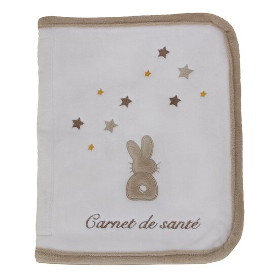 Les Chatounets Protège carnet de santé Etoile blanc/taupe 