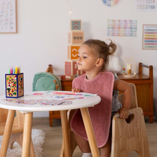 Trois Kilos Sept Bavoir à lacets Rose 30x40 cm