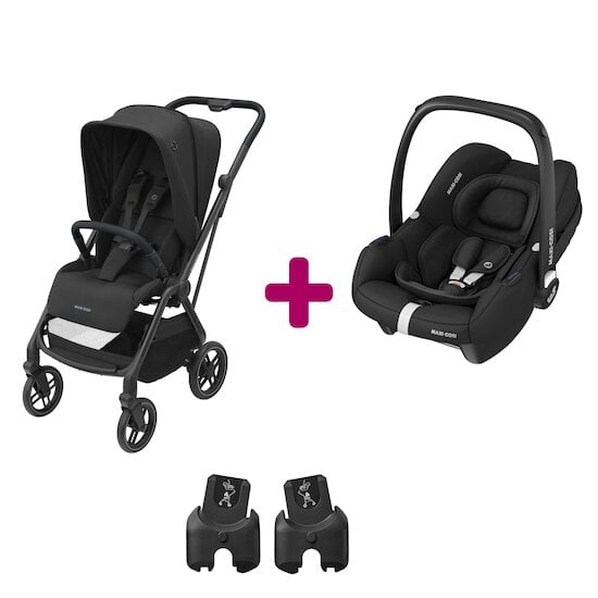 Maxi Cosi Pack poussette duo Léona 2 + cabriofix i-size essential black  