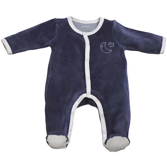 Sauthon Baby Déco Pyjama velours Merlin Bleu/Gris 