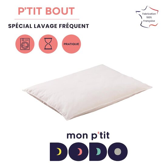 Mon P'tit Dodo Oreiller P'tit bout Blanc 40x60 cm Mon P'tit Dodo Oreiller P'tit bout Blanc 40x60 cm