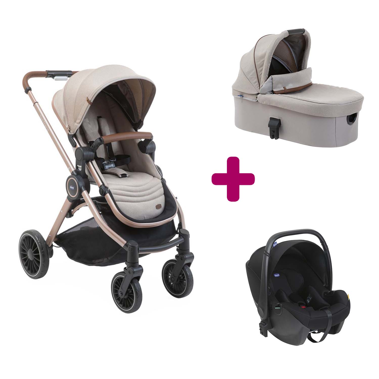 Chicco - Pack poussette trio Best Friend Pro Light nacelle Light + siège auto KORY Desert Taupe  Chicco