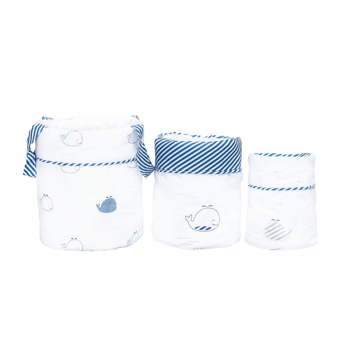 3 Panières gigognes Blue baleine BLANC Sauthon