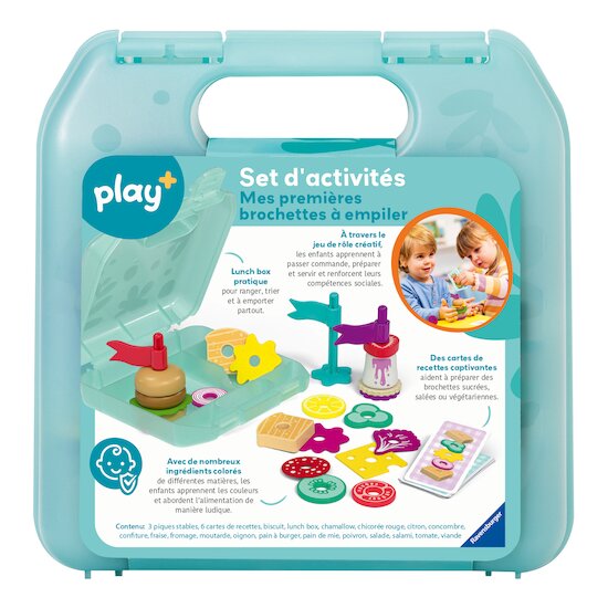 Play+ Set d'activités Mes premières brochettes à empiler Multicolore  Play+ Set d'activités Mes premières brochettes à empiler Multicolore