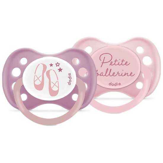 Dodie 2 Sucettes Dessin Fille A18   6 mois +